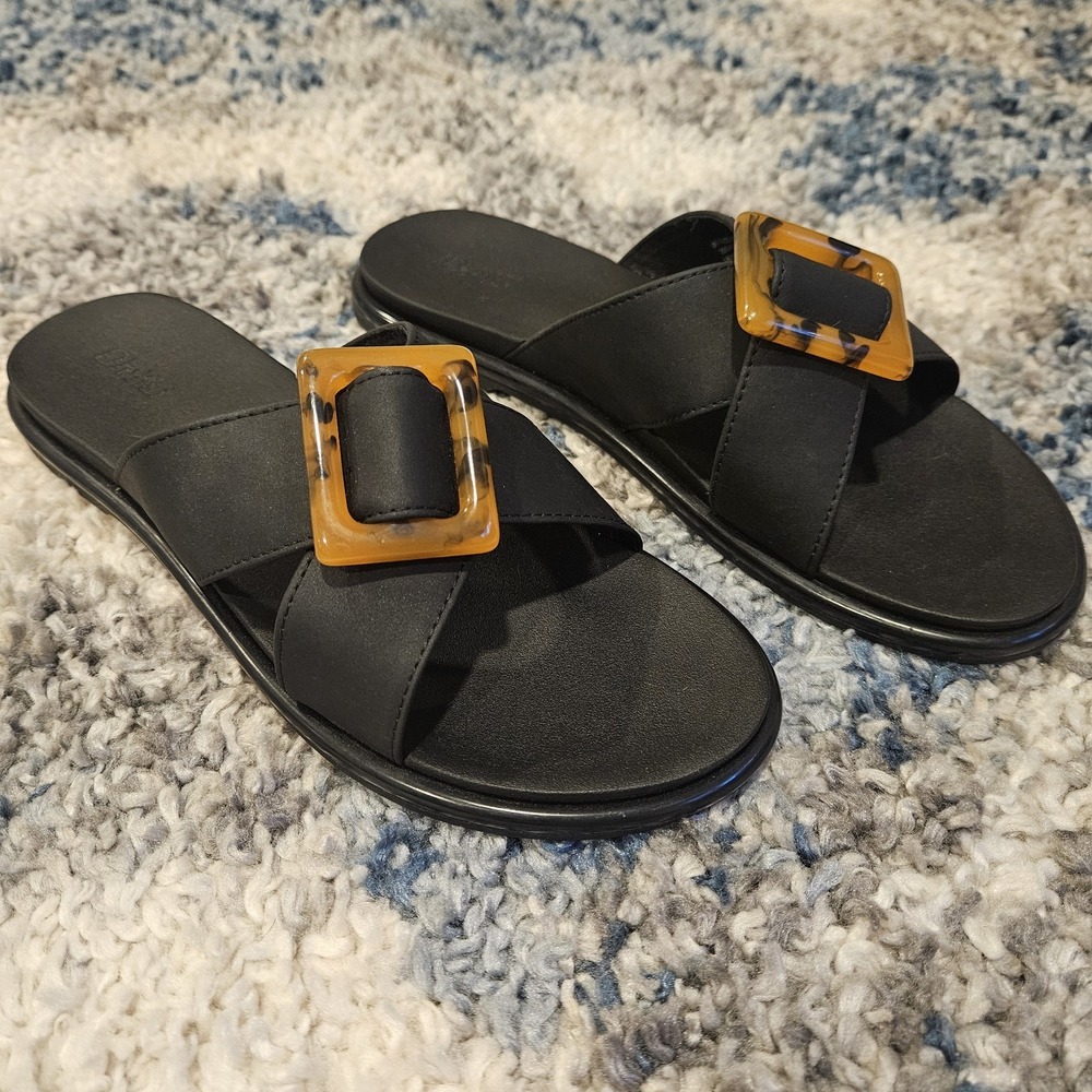 Olukai Women's La'i Slides Black Size 9 Buckle Beachy Ocean Comfort Casual